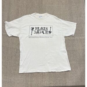 vintage plain jayne shirt mens xl white‎ 1990s wicked pony band music USA